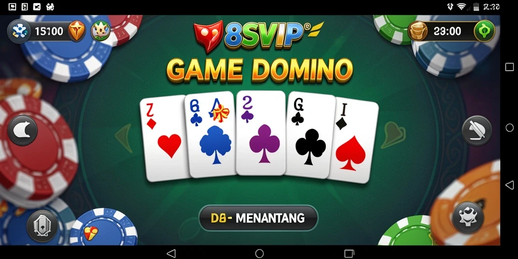 Screenshot gameplay 8SVIP menampilkan aksi seru permainan Domino.