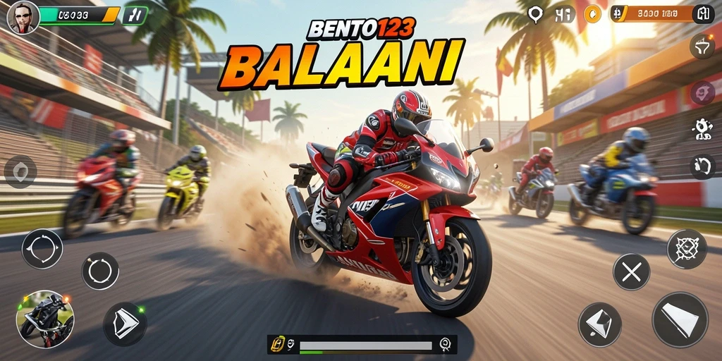Tampilan gameplay mendebarkan dalam balapan motor BENTO123.