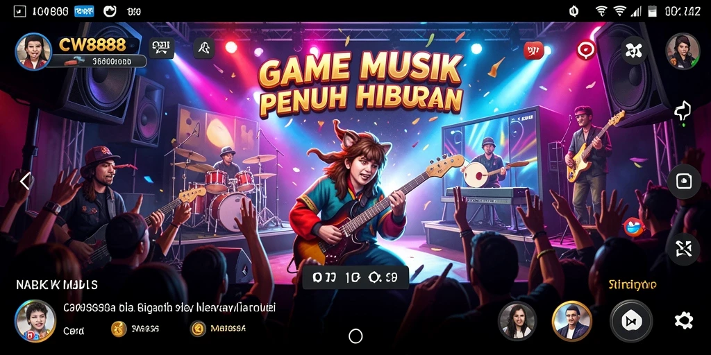 Tampilan gameplay seru dalam CW8888 yang penuh musik dan tantangan.