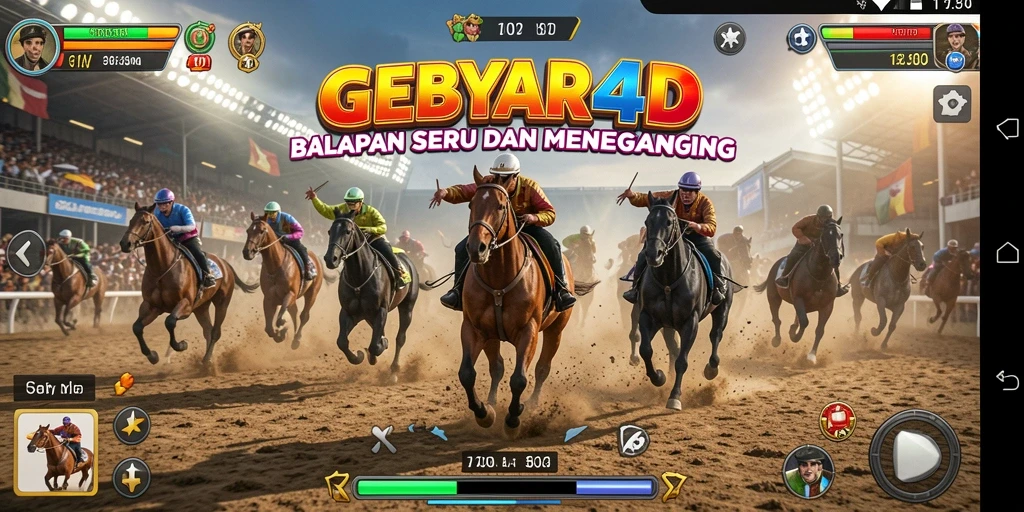 Gameplay seru GEBYAR4D dengan balapan mendebarkan dan grafis menarik.