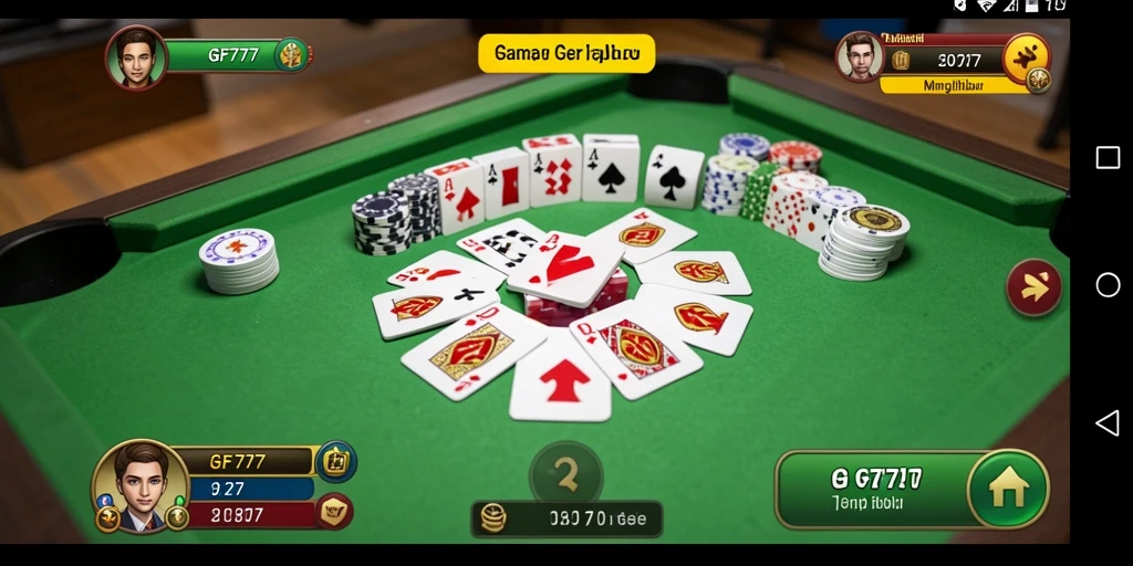 Gameplay seru Gaple dalam aplikasi GF777 yang mengasyikkan.
