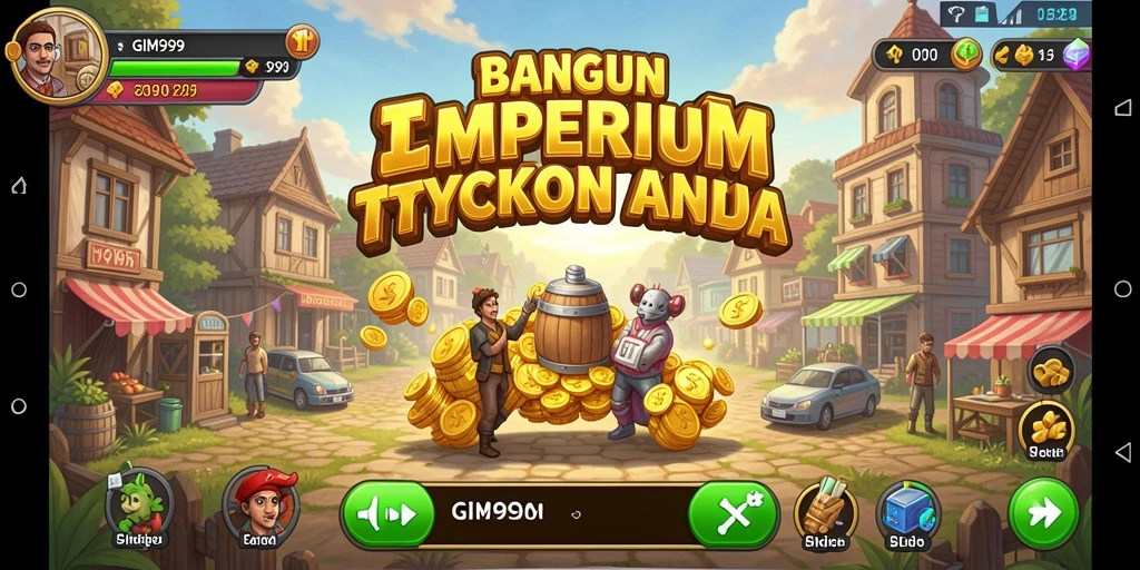 Screenshot gameplay GIM999 menampilkan pengalaman membangun bisnis yang seru.