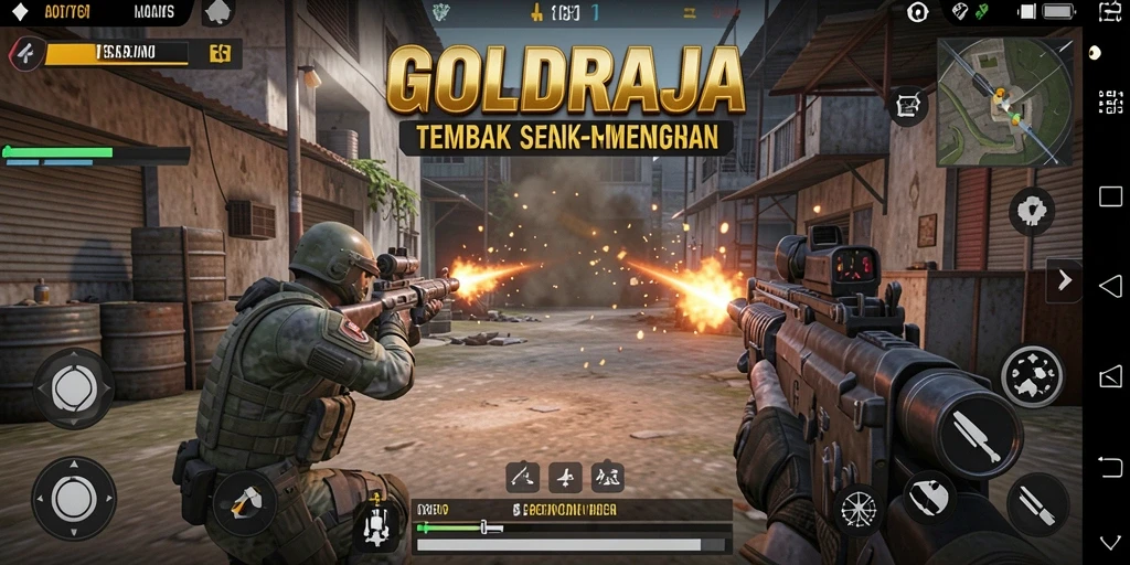 Gameplay seru dalam GOLDRAJA dengan aksi tembak-menembak langsung.