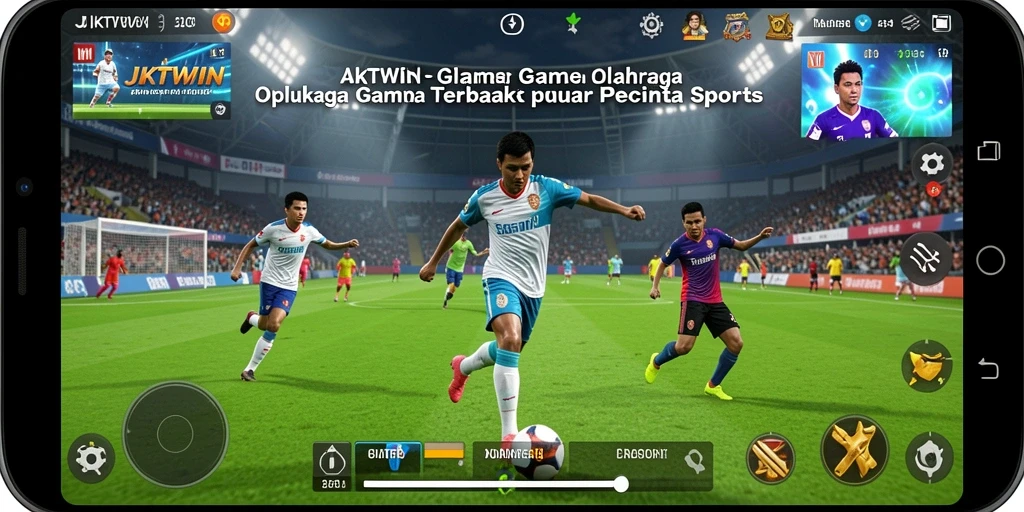 Tangkapan layar menunjukkan pengguna bermain JKTWIN dengan aksi olahraga yang intens.