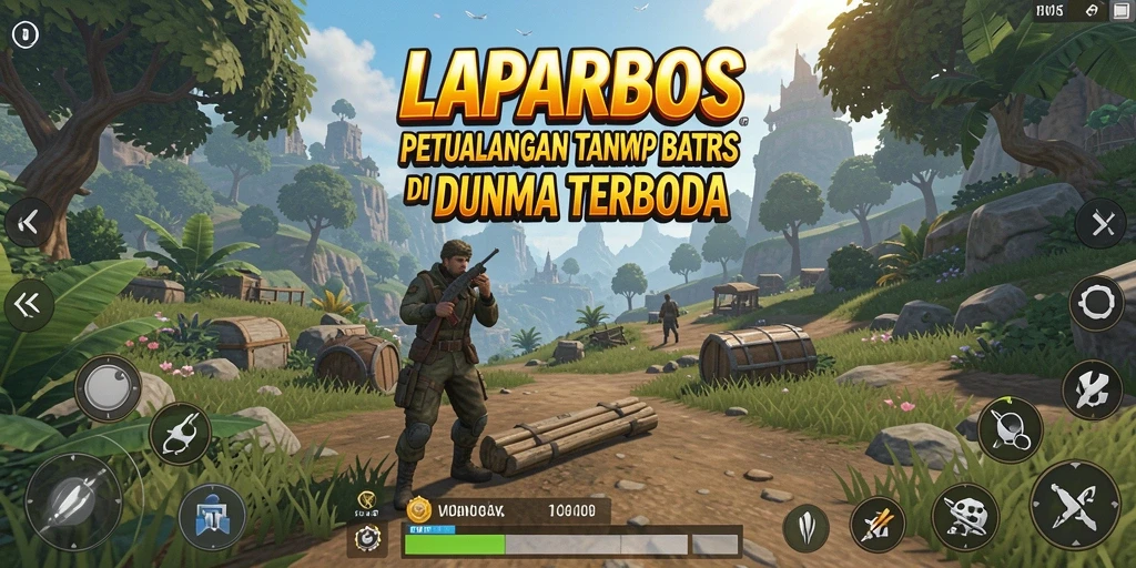 Screenshot utama LAPARBOS menampilkan pemandangan menakjubkan dunia terbuka.
