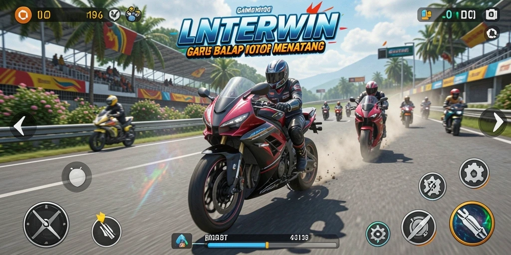Screenshot menampilkan balapan mendebarkan di LNTERWIN.