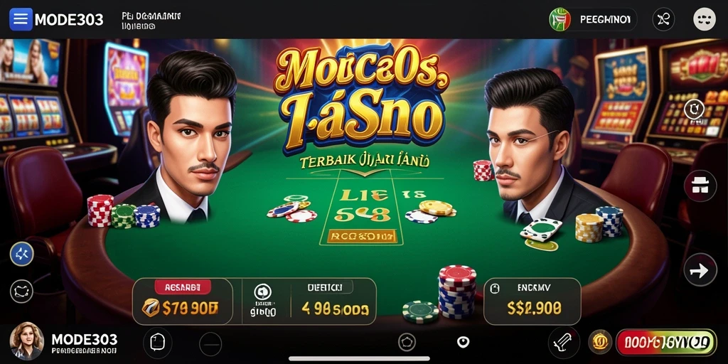 Tampilan screenshot <strong>MODE303</strong> menampilkan dealer langsung dan permainan kasino yang seru.