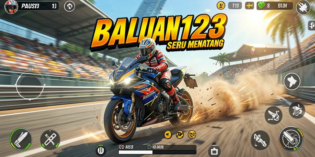 Tampilan gameplay seru di trek balap PAUS123.
