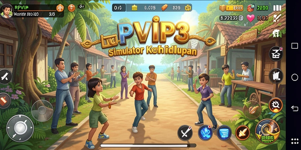Tangkapan layar game RPVIP3 menunjukkan pengalaman simulasi kehidupan yang menarik.