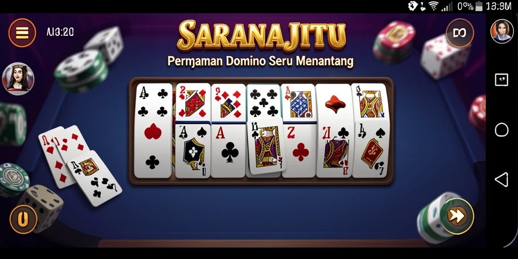 Tampilan gameplay seru dari SARANAJITU yang menampilkan permainan Domino.