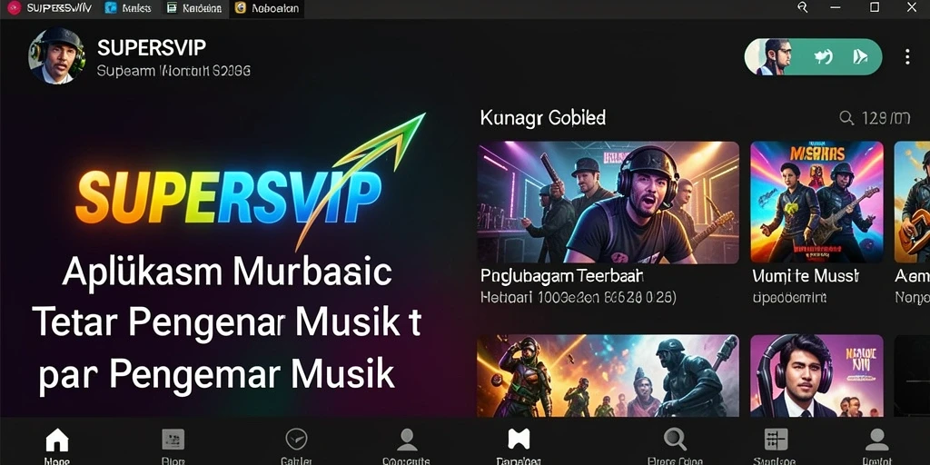 Tampilan gameplay SUPERSVIP menampilkan pengguna menikmati musik dengan interaksi tinggi.
