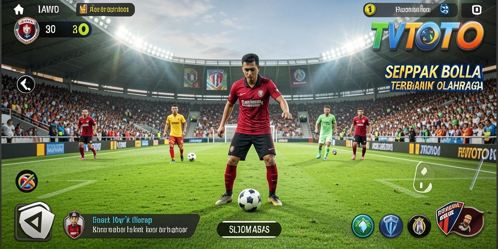Screenshot gameplay TVTOTO yang menampilkan pertarungan di lapangan sepak bola.
