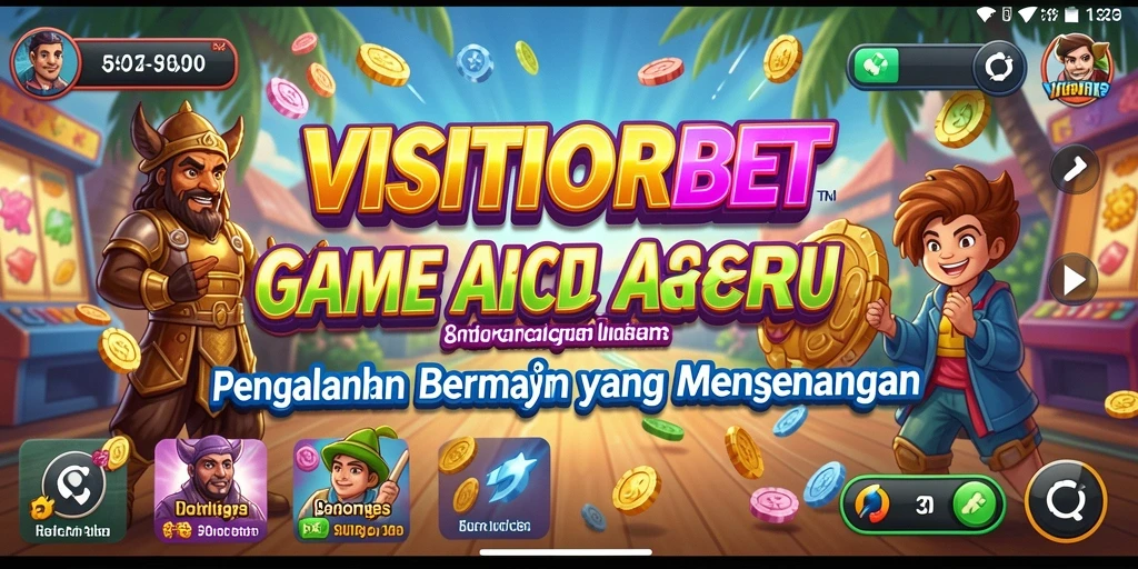 Tampilan gameplay VISITORBET yang penuh warna dan dinamis.